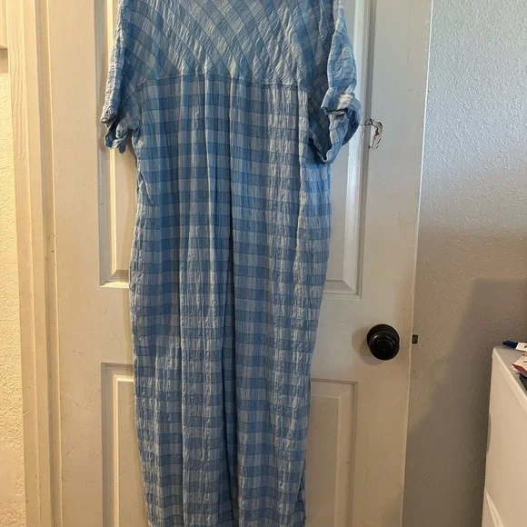 Zara Light Blue Plaid Maxi Dress - Picture 3 of 3